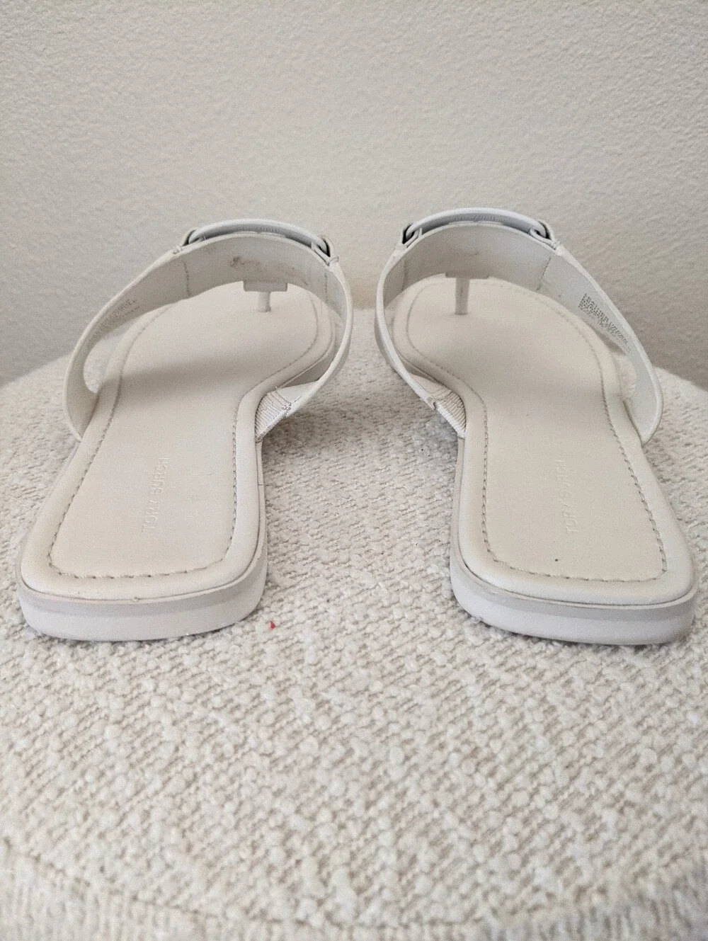 Tory Burch Calf Leather Georgia Thong Sandals White Size 9 M